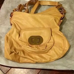 Biege leather shoulder bag